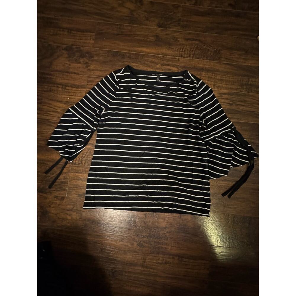 White House Black Market Women's Striped Bell Sleeve Blouse Size Large
